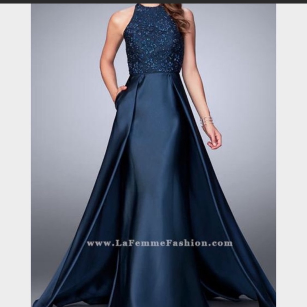 La femme navy evening gown style 24252